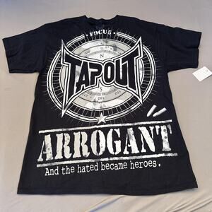 Tapout Shirt Mens Large Black Arrogant Graphic MMA Tee Compass Logo New w. Tags